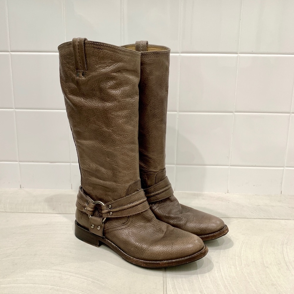 Frye Melissa Taupe Leather Tall Riding Boots 9.5M